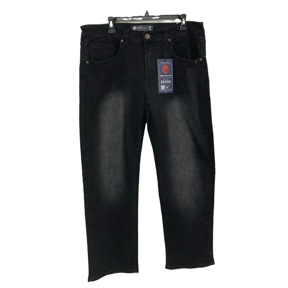 Men's Born Primitive Athletic Fit Straight Leg Jeans Faded Black Size 36x30 NWT